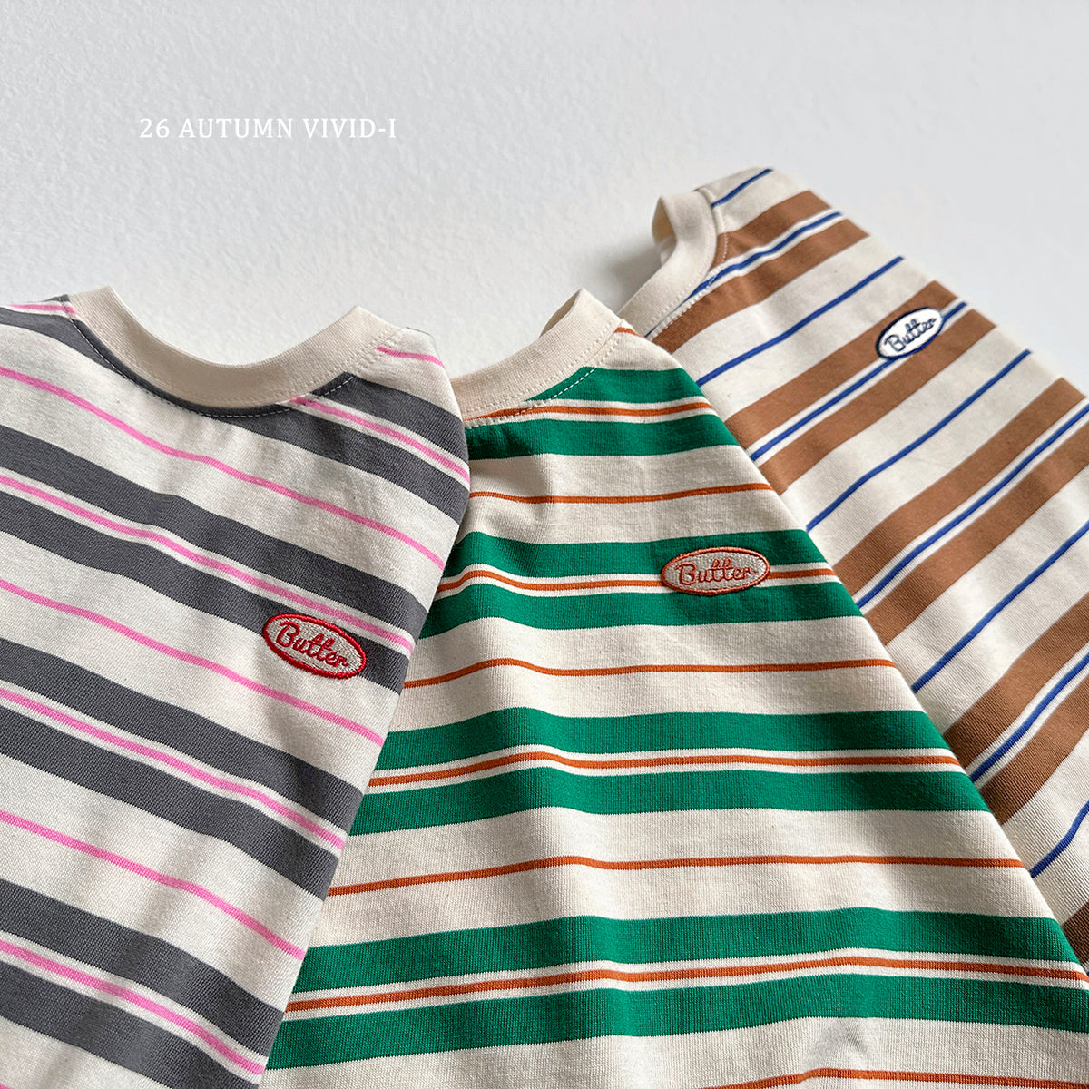 【秋のPRE-ODER 5%OFF】44.Butter Stripe Tee
