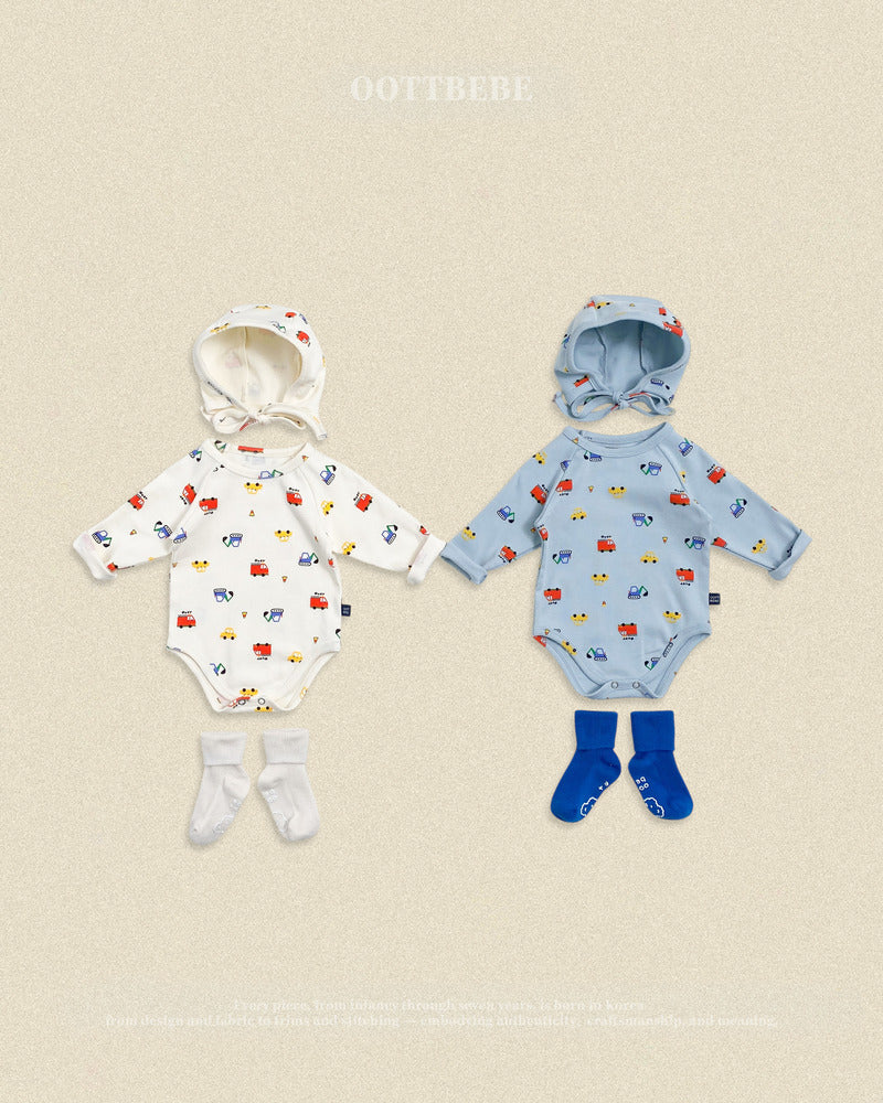 【PRE-ODER〆8.9(sun)】36.(Bebe) Car Romper + Bonnet Set | oottbebe