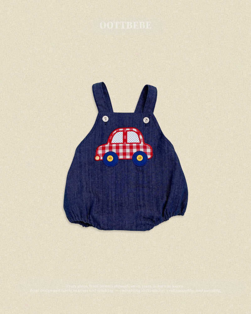 【PRE-ODER〆8.9(sun)】47.(Bebe) Vroom Vroom Denim Romper | oottbebe