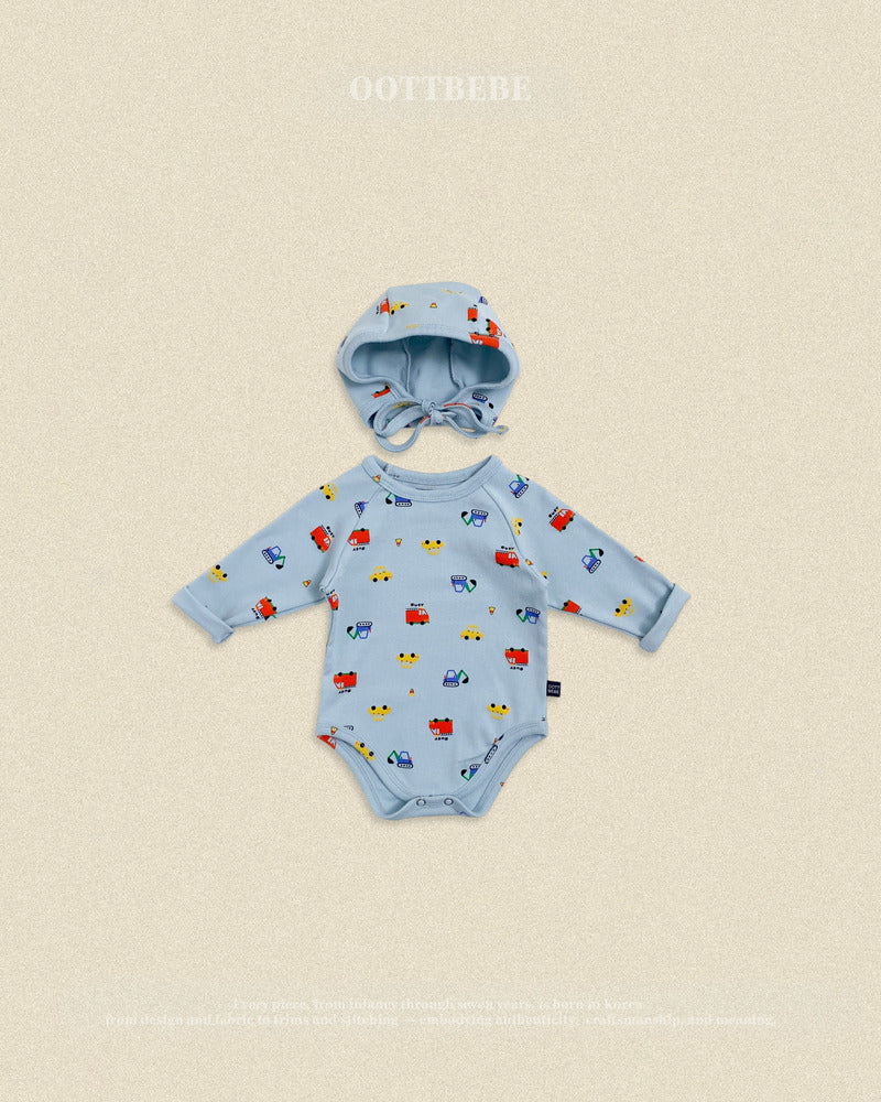 【PRE-ODER〆8.9(sun)】36.(Bebe) Car Romper + Bonnet Set | oottbebe