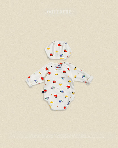 【秋のPRE-ODER 5%OFF】36.(Bebe) Car Romper + Bonnet Set | oottbebe