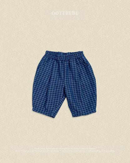 【秋のPRE-ODER 5%OFF】48.Denim Check Pants | oottbebe