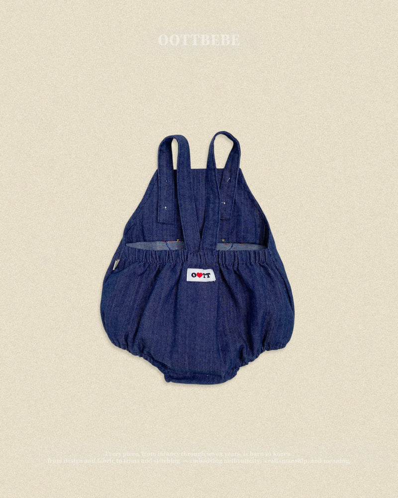 【PRE-ODER〆8.9(sun)】47.(Bebe) Vroom Vroom Denim Romper | oottbebe