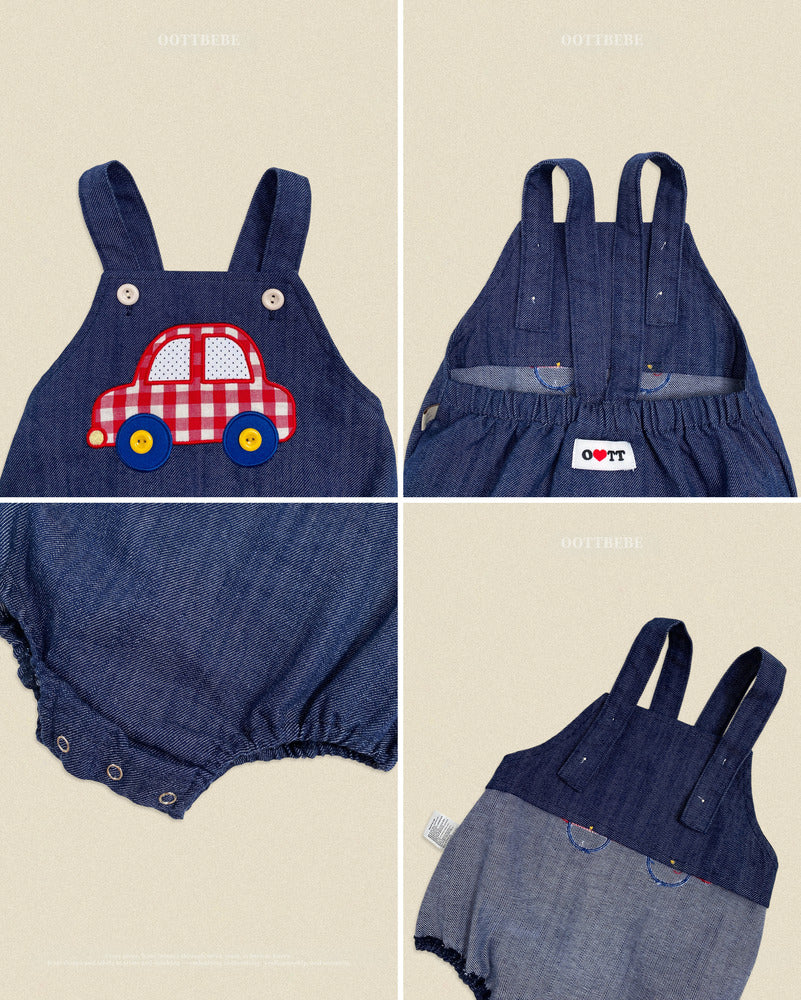 【PRE-ODER〆8.9(sun)】47.(Bebe) Vroom Vroom Denim Romper | oottbebe