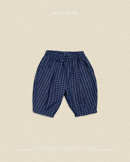 【秋のPRE-ODER 5%OFF】48.Denim Check Pants | oottbebe