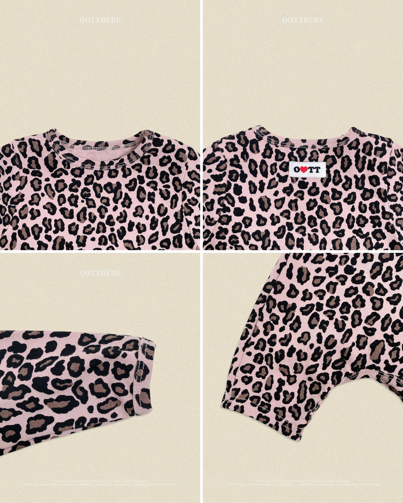 【PRE-ODER〆8.9(sun)】34.(Bebe) Little Leopard Full-Length Romper + Bonnet Set | oottbebe