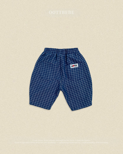 【秋のPRE-ODER 5%OFF】48.Denim Check Pants | oottbebe