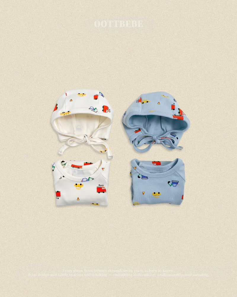 【PRE-ODER〆8.9(sun)】36.(Bebe) Car Romper + Bonnet Set | oottbebe