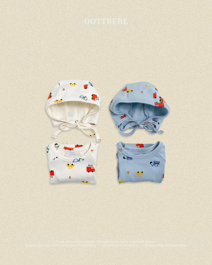 【秋のPRE-ODER 5%OFF】36.(Bebe) Car Romper + Bonnet Set | oottbebe