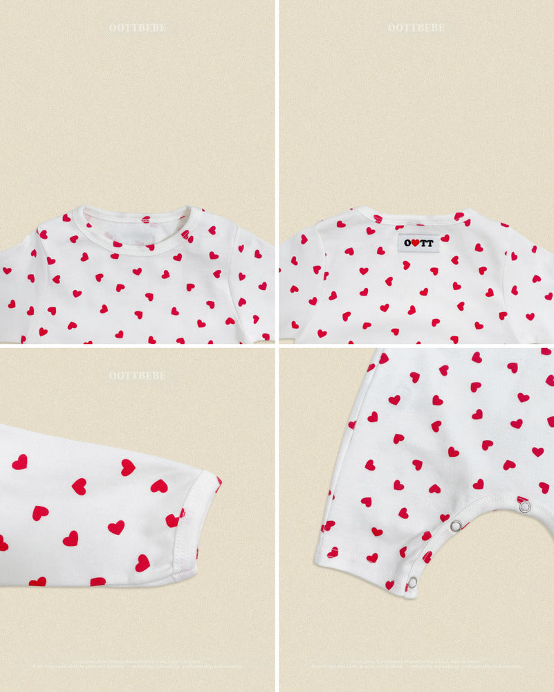 【PRE-ODER〆8.9(sun)】32.(Bebe) Petit Heart Full-Length Romper + Bonnet Set | oottbebe