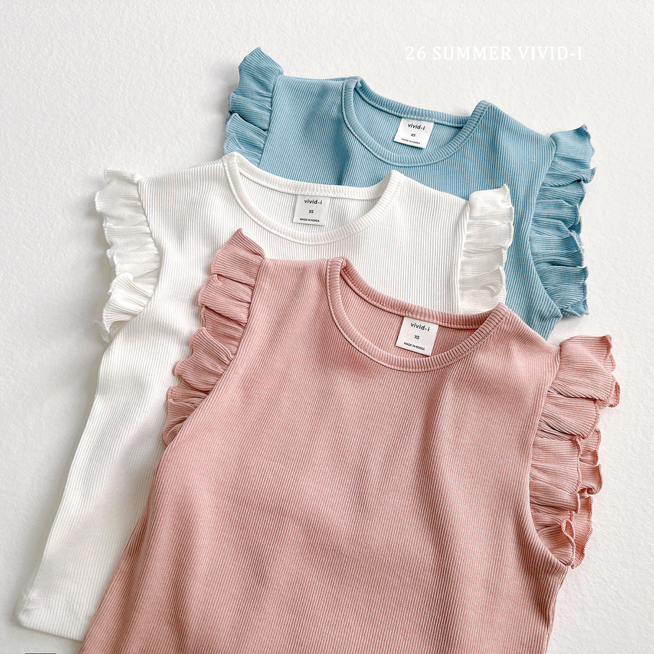 【PREORDER受付終了、ご希望はお問い合わせください。】77.Rib Frill Sleeveless Top