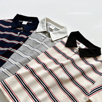 【PREORDER受付終了、ご希望はお問い合わせください。】64.Multi Collar Stripe ShortSleeve Top