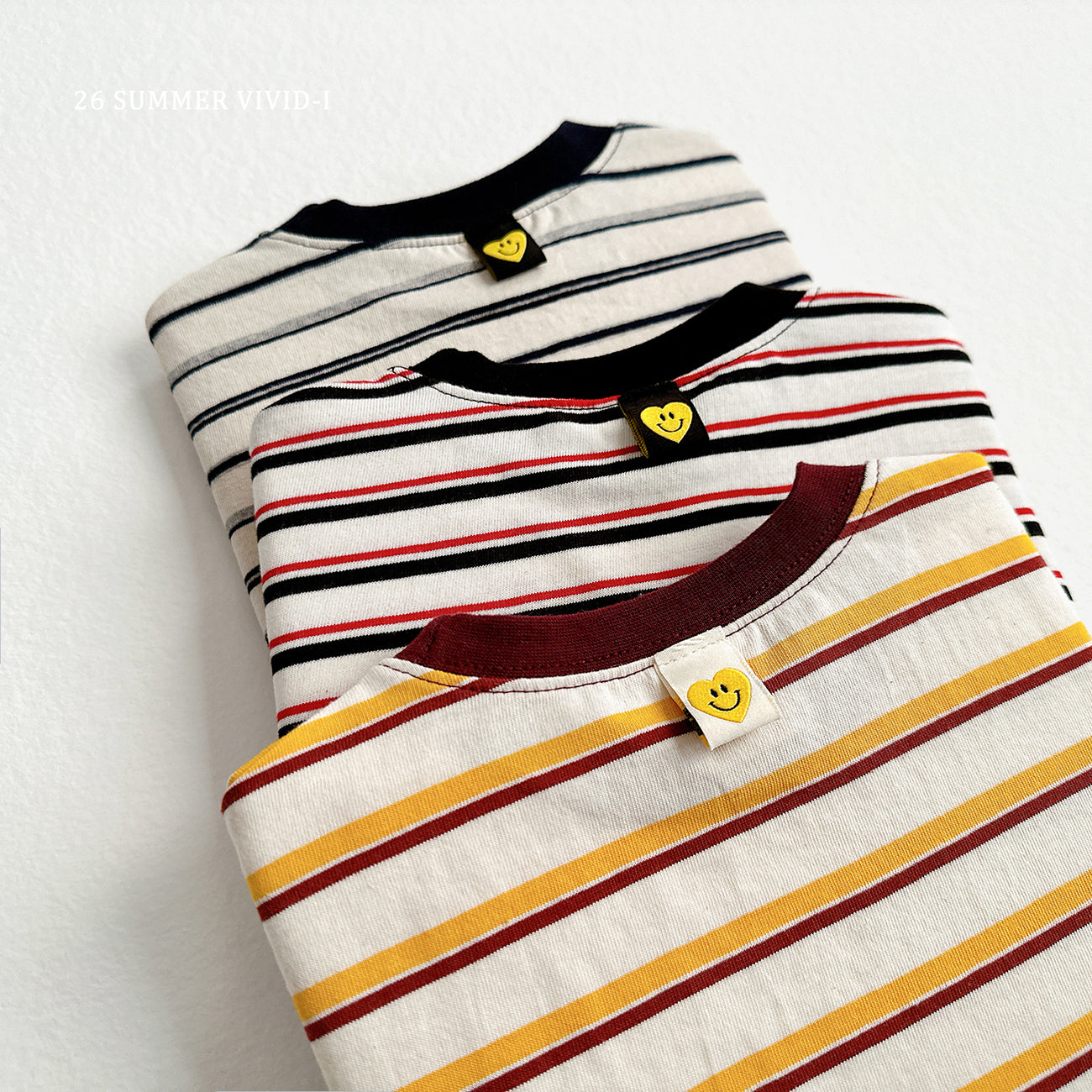 【PREORDER受付終了、ご希望はお問い合わせください。】62.Heart Smile Stripe Tee