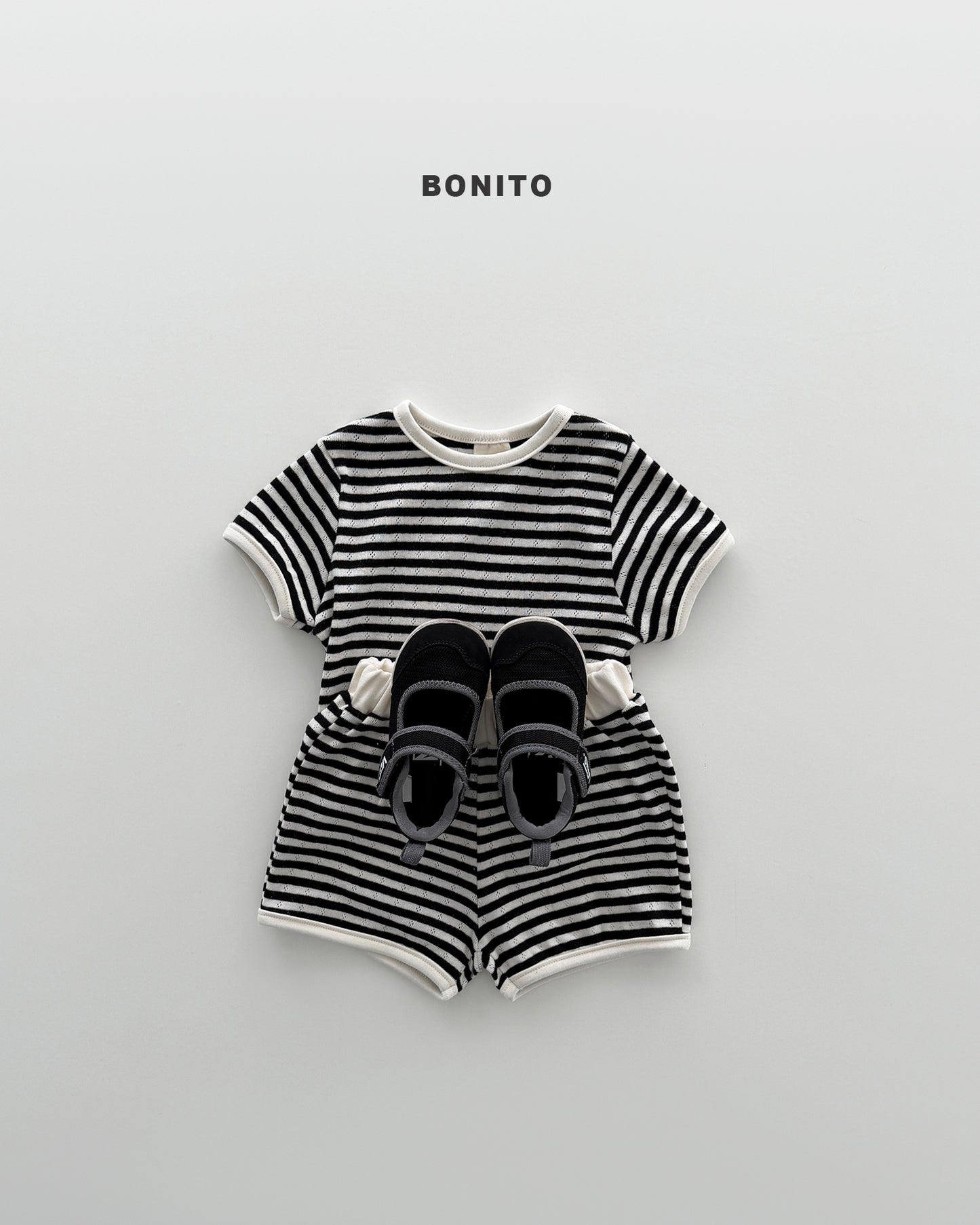 【期間限定 PRE-ODER】8.Bébé Eyelet Song Song Stripe Set