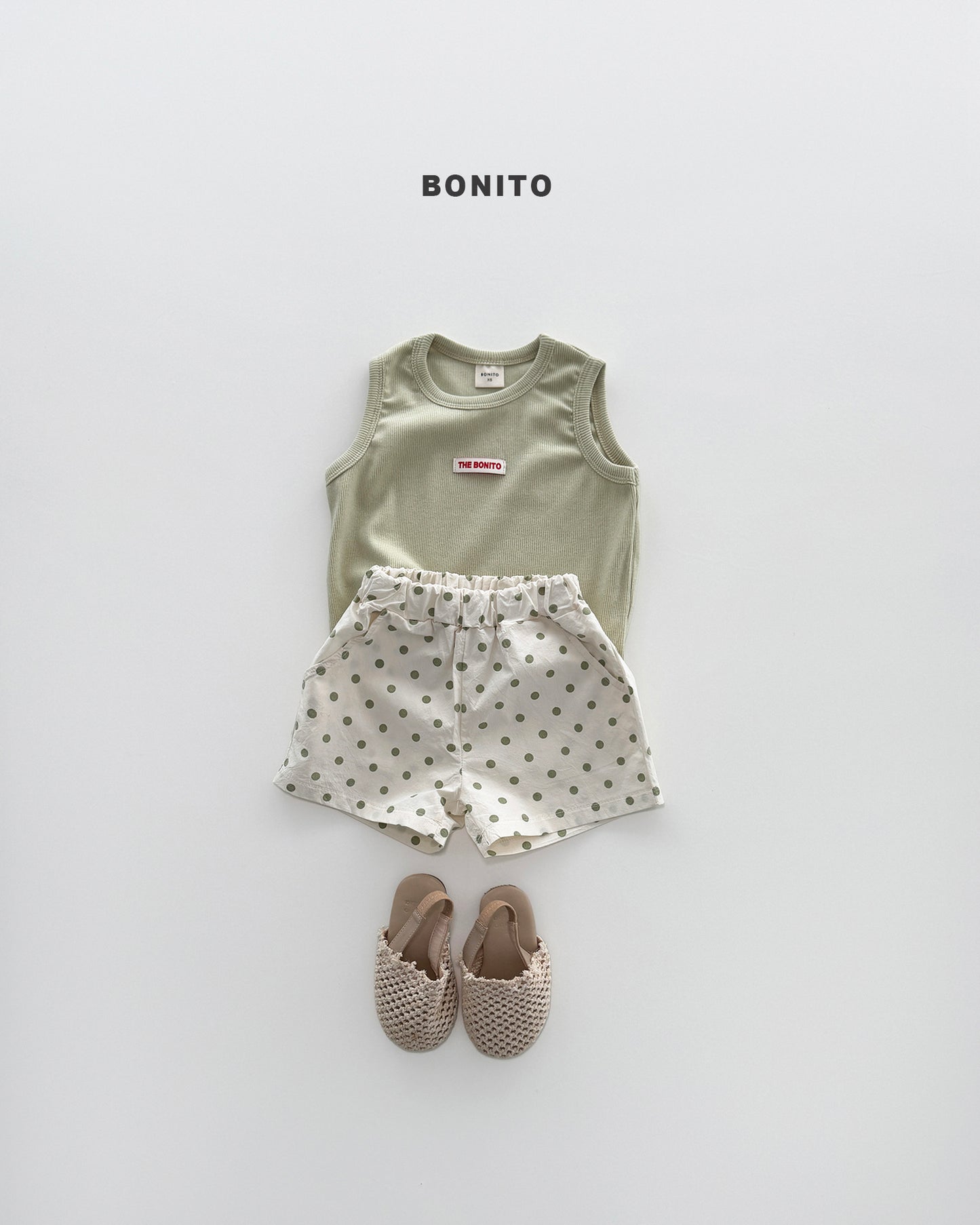 【期間限定 PRE-ODER】4.Bébé Sleeveless Dot Pants Set