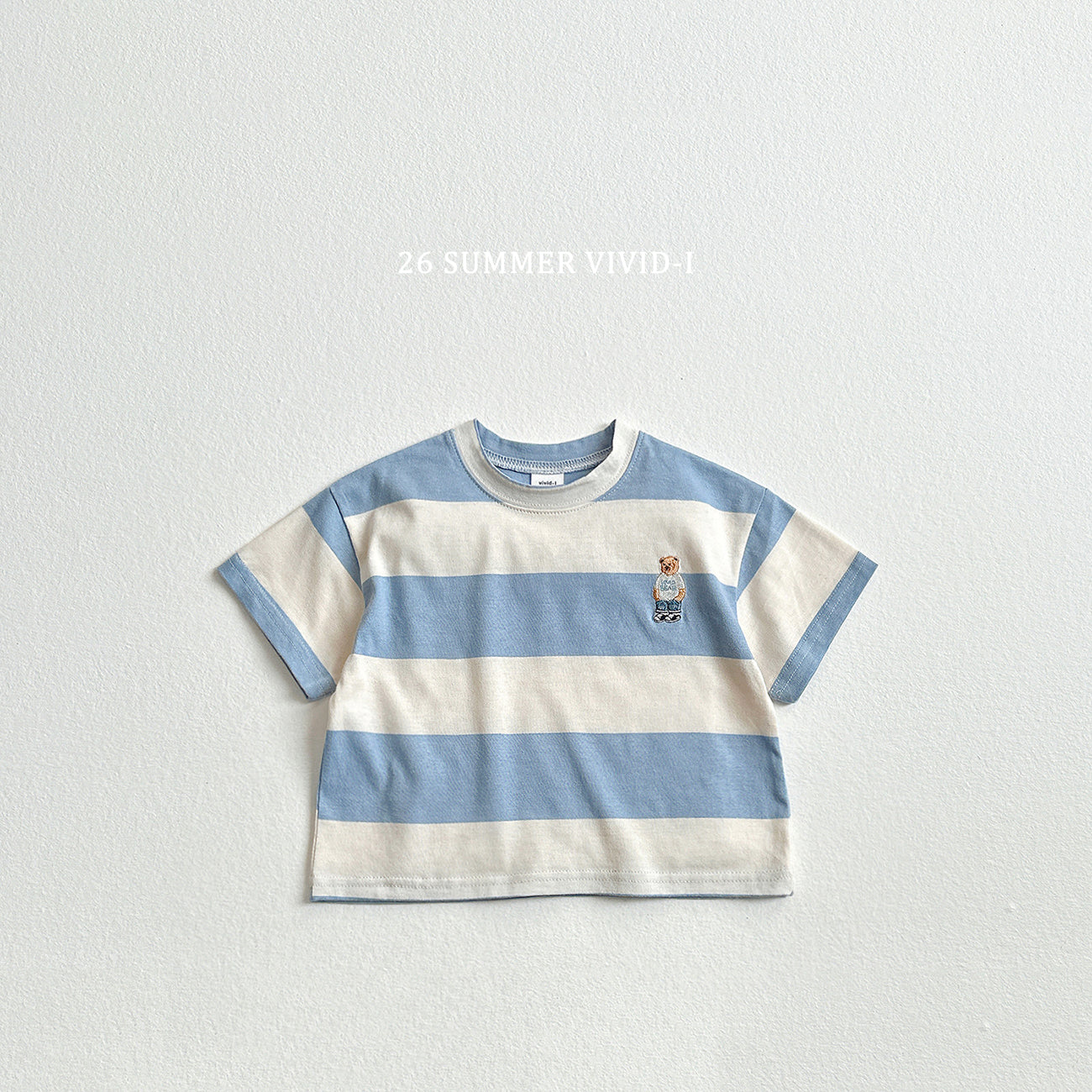 【PREORDER受付終了、ご希望はお問い合わせください。】60.Big Stripe Bear Embroidery ShortSleeve Tee