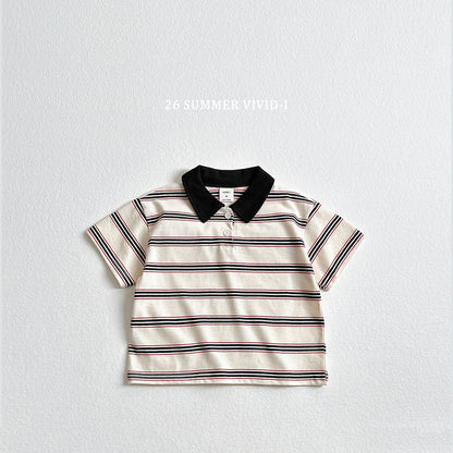 【PREORDER受付終了、ご希望はお問い合わせください。】64.Multi Collar Stripe ShortSleeve Top