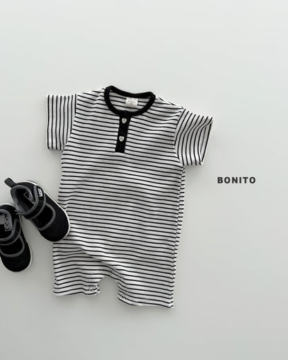 【期間限定 PRE-ODER】9.Bébé Summer Waffle Stripe Henley Suit