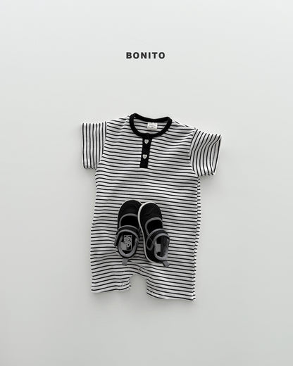 【期間限定 PRE-ODER】9.Bébé Summer Waffle Stripe Henley Suit
