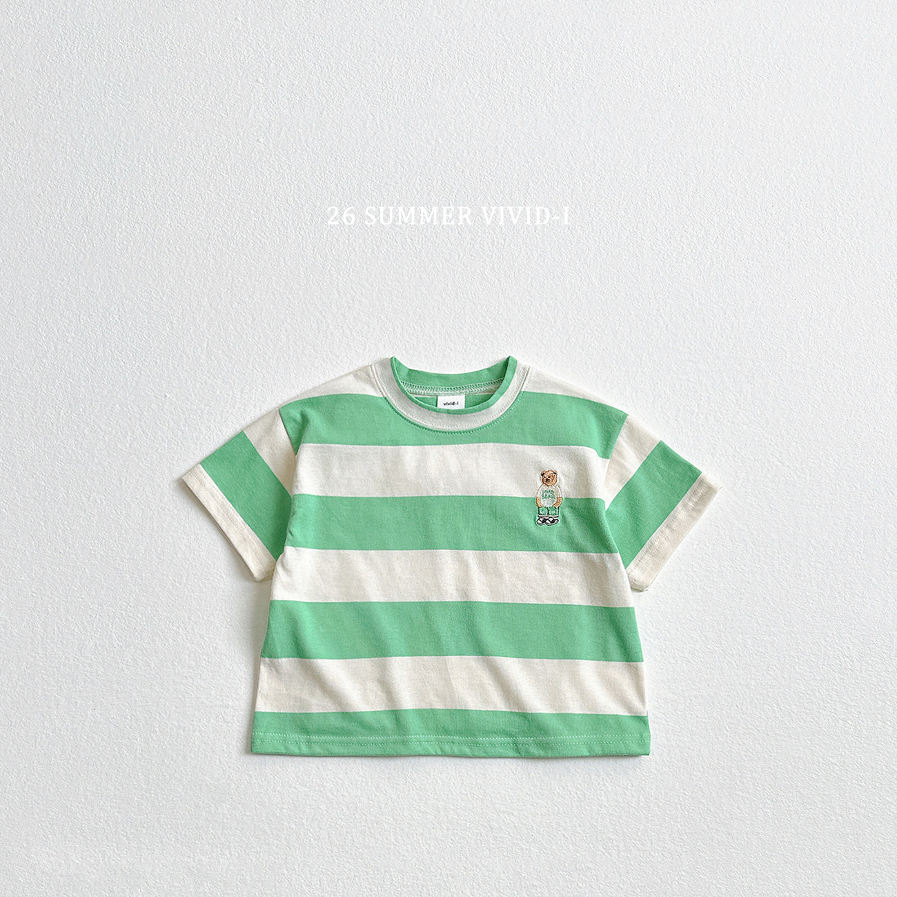 【PREORDER受付終了、ご希望はお問い合わせください。】60.Big Stripe Bear Embroidery ShortSleeve Tee