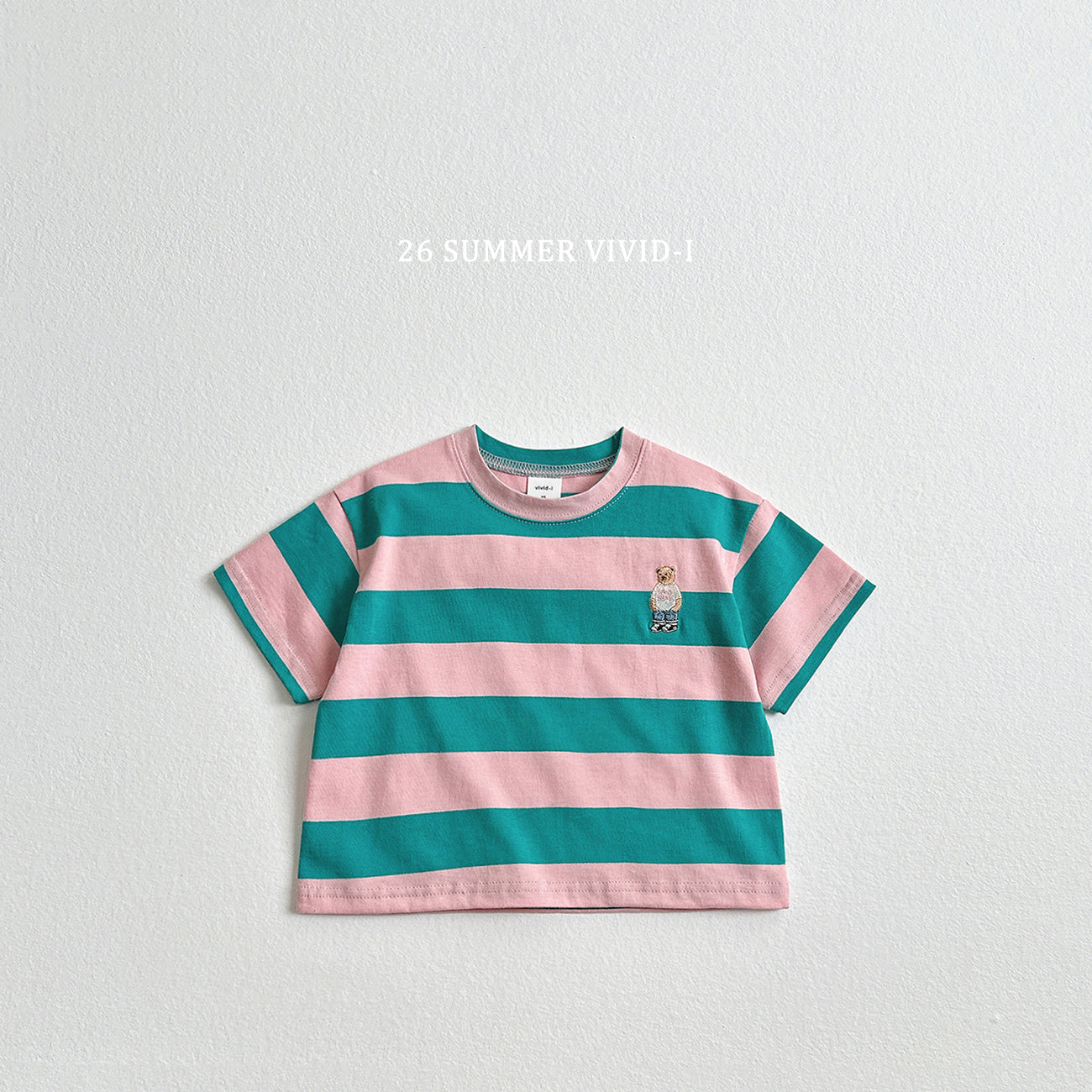 【PREORDER受付終了、ご希望はお問い合わせください。】60.Big Stripe Bear Embroidery ShortSleeve Tee