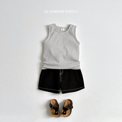 【PREORDER受付終了、ご希望はお問い合わせください。】84.[Set] Stripe Rib Sleeveless Top