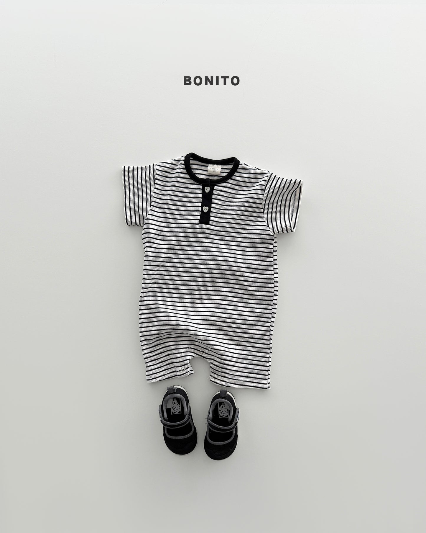 【期間限定 PRE-ODER】9.Bébé Summer Waffle Stripe Henley Suit