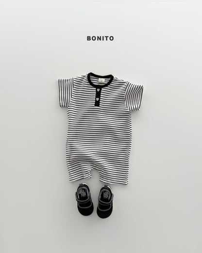 【期間限定 PRE-ODER】9.Bébé Summer Waffle Stripe Henley Suit