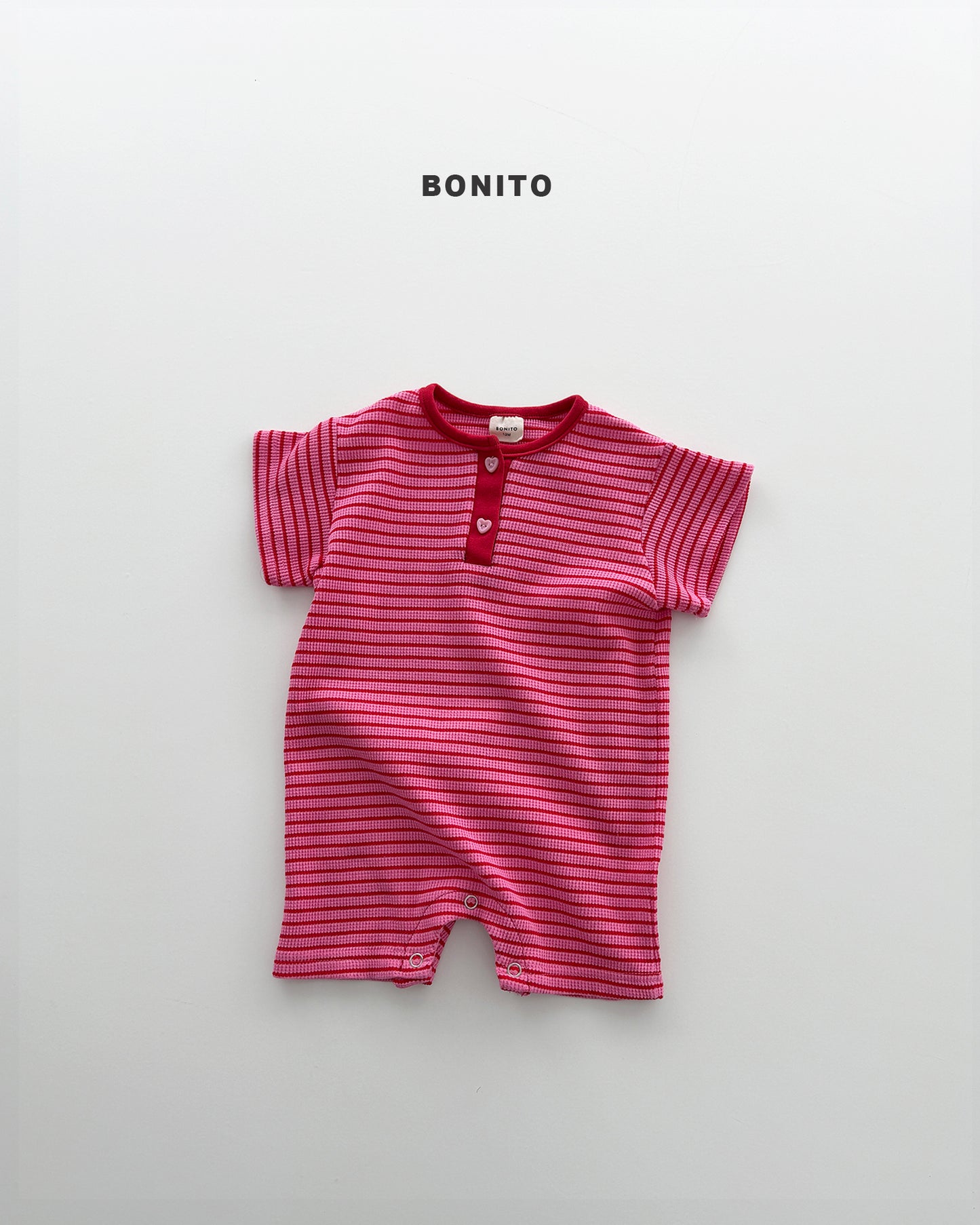 【期間限定 PRE-ODER】9.Bébé Summer Waffle Stripe Henley Suit