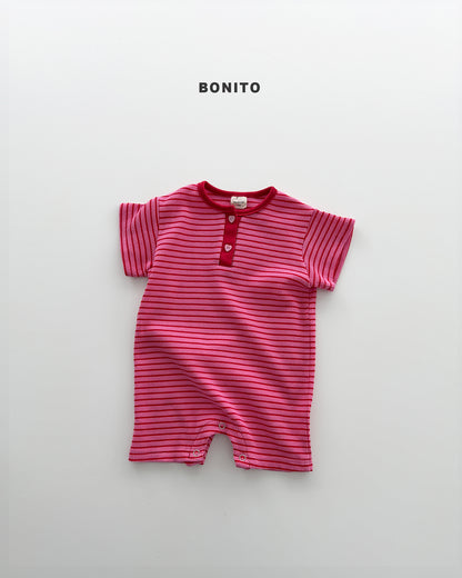 【期間限定 PRE-ODER】9.Bébé Summer Waffle Stripe Henley Suit