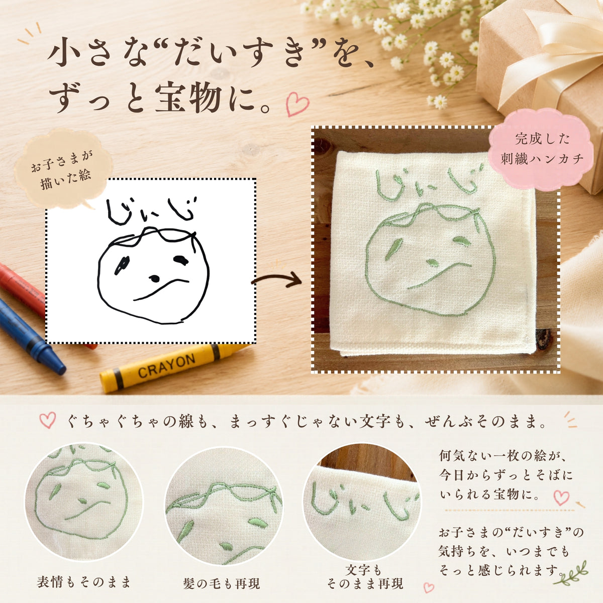 【敬老の日】おえかき刺繍 今治タオルハンカチ