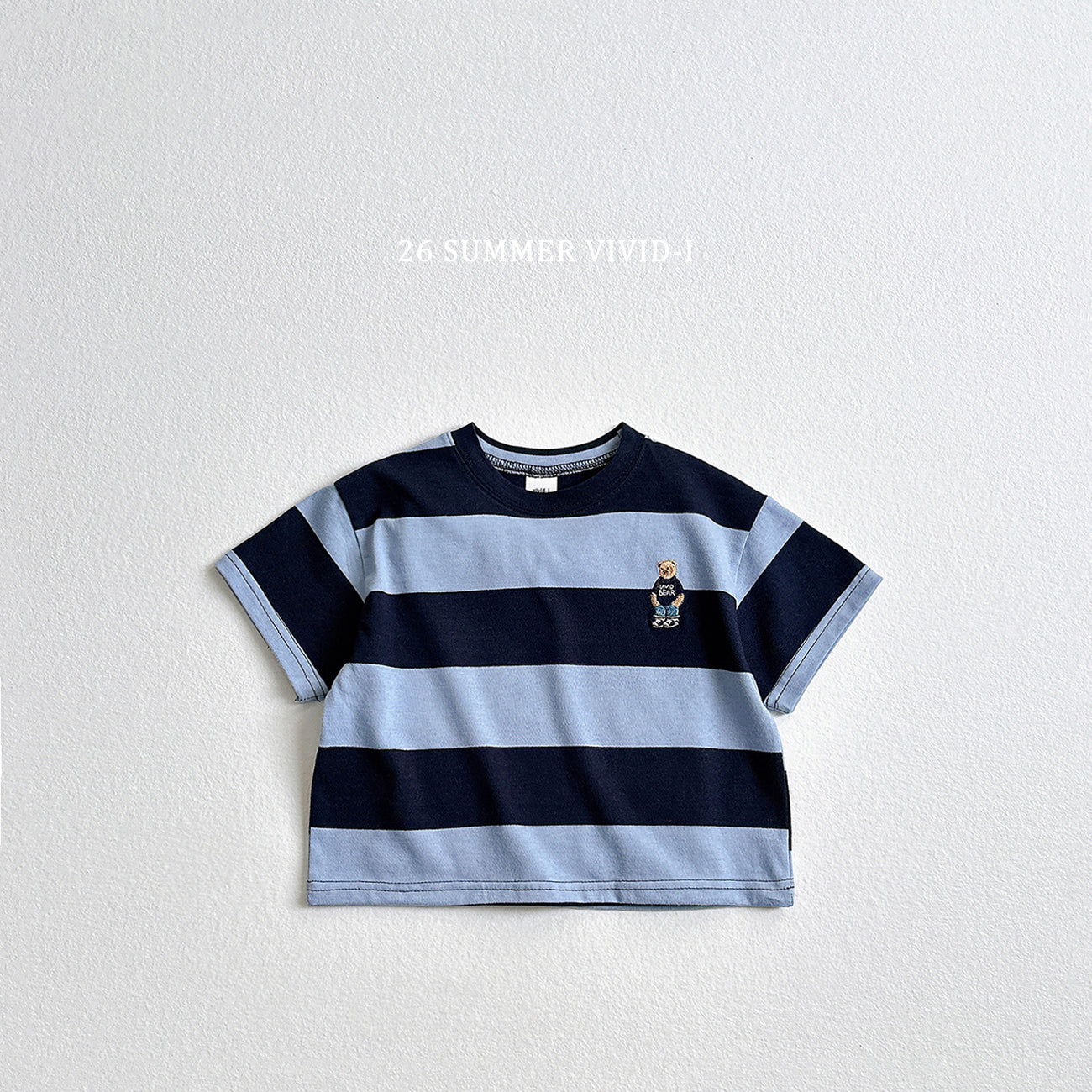 【PREORDER受付終了、ご希望はお問い合わせください。】60.Big Stripe Bear Embroidery ShortSleeve Tee