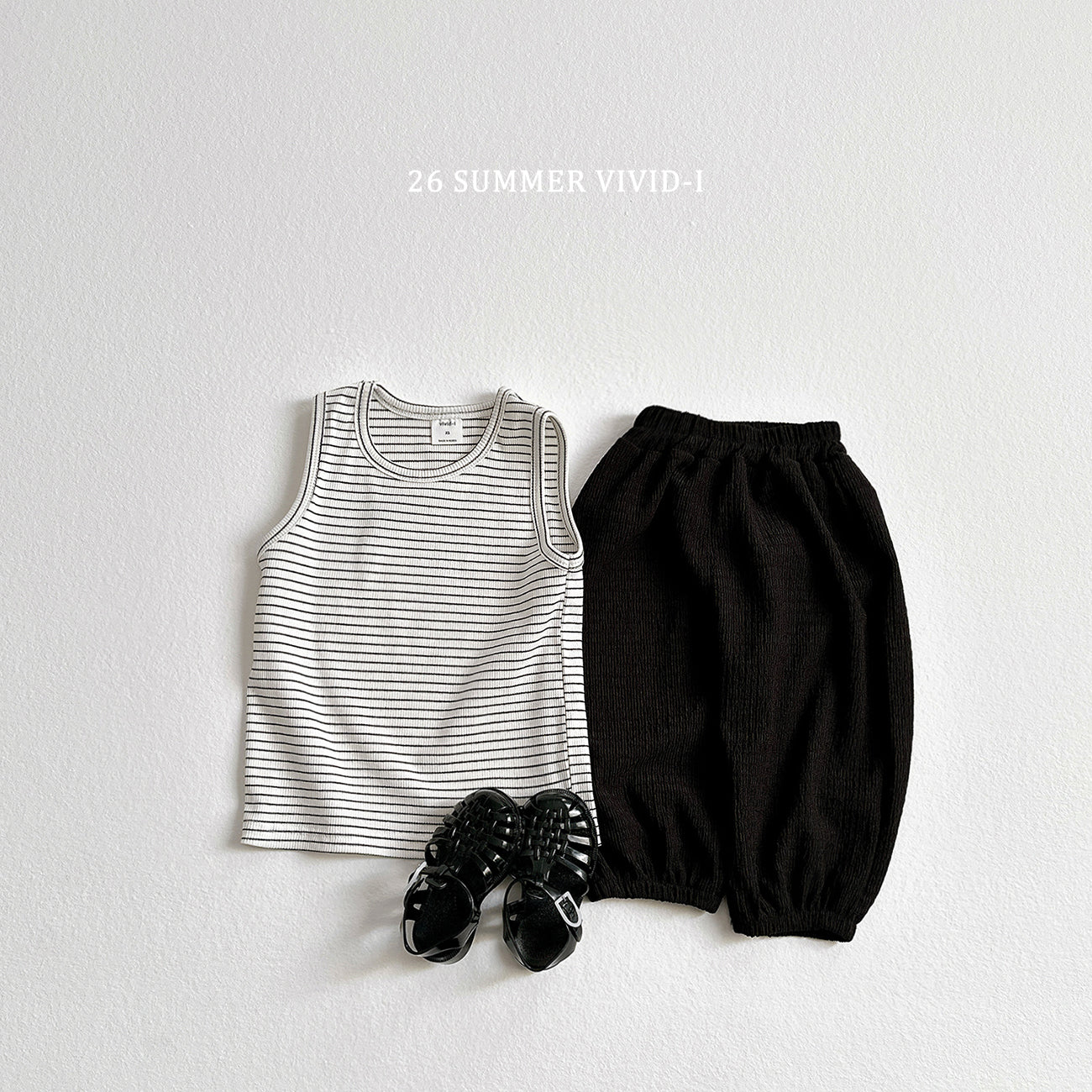 【PREORDER受付終了、ご希望はお問い合わせください。】84.[Set] Stripe Rib Sleeveless Top