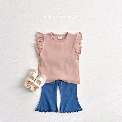【PREORDER受付終了、ご希望はお問い合わせください。】77.Rib Frill Sleeveless Top