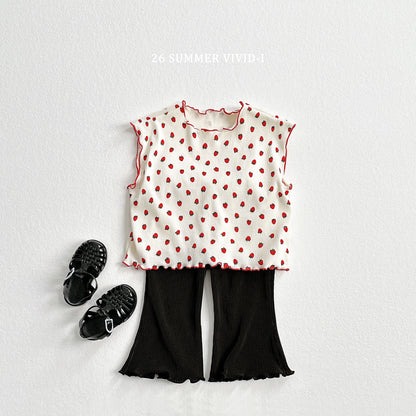【PREORDER受付終了、ご希望はお問い合わせください。】83.Strawberry Dot Flare Tee