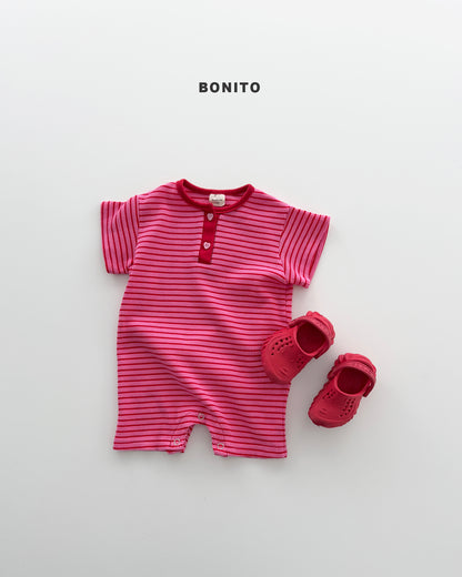 【期間限定 PRE-ODER】9.Bébé Summer Waffle Stripe Henley Suit