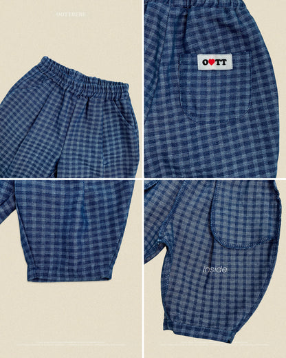 【秋のPRE-ODER 5%OFF】48.Denim Check Pants | oottbebe