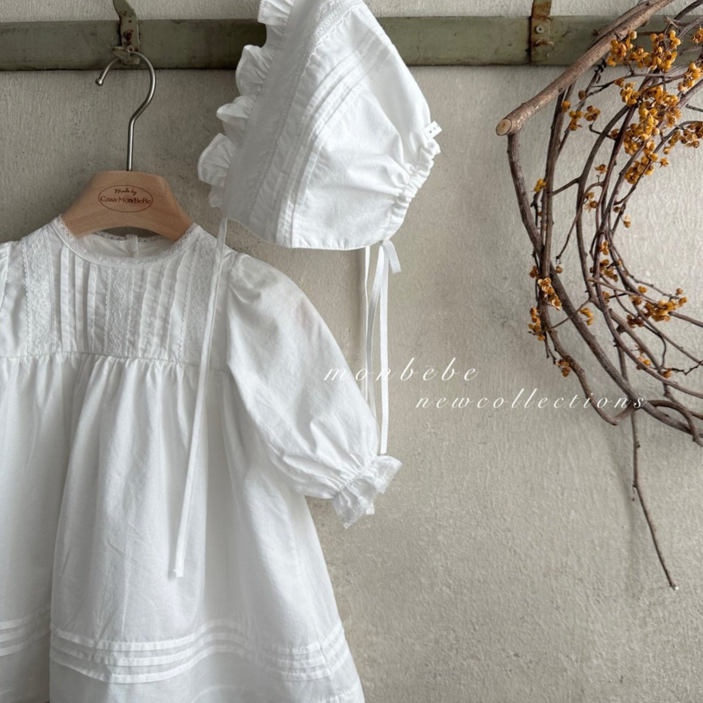 ｟送料無料｠退院着から1歳頃まで / petit baby dress + bonnet