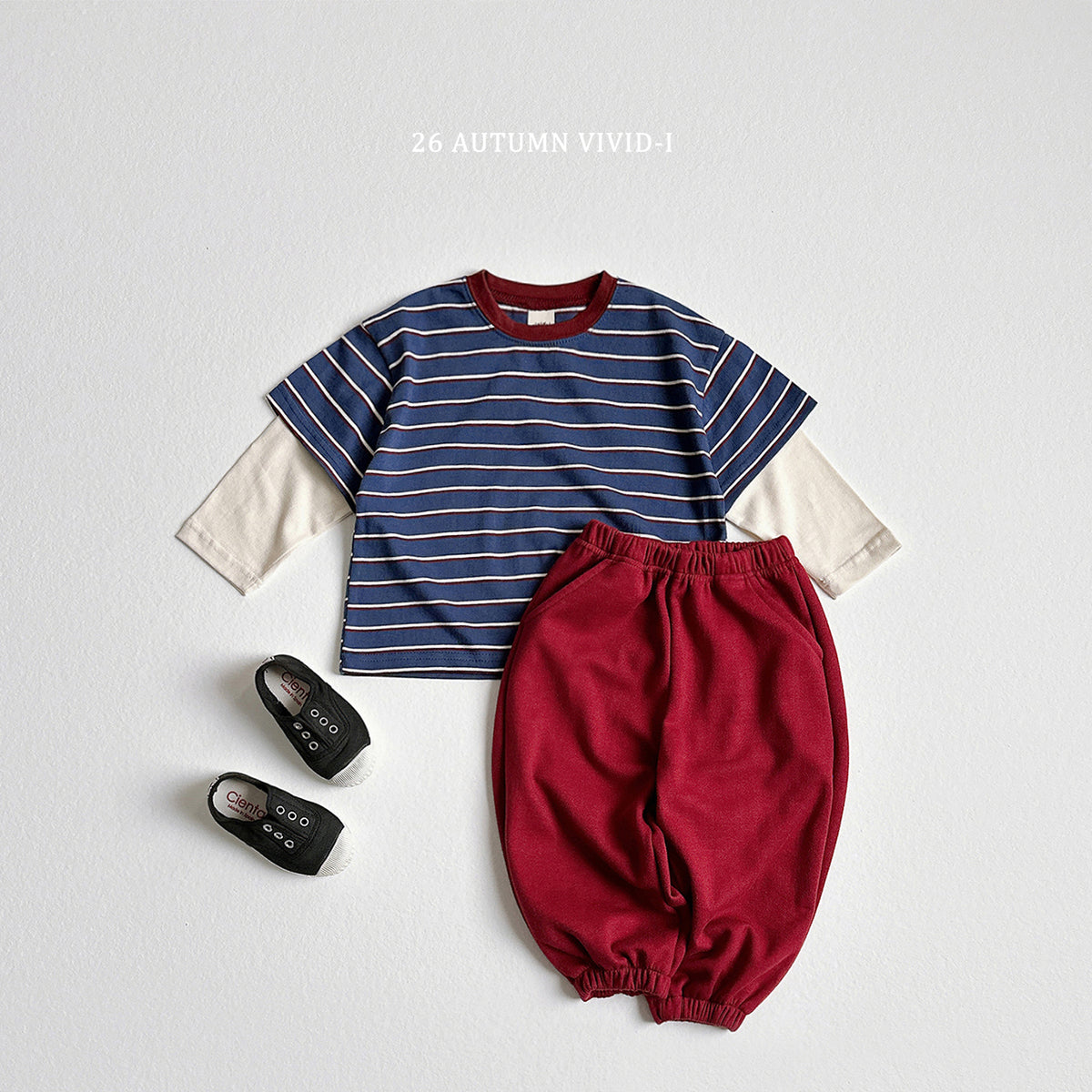 【秋のPRE-ODER 5%OFF】41.Multi-Stripe Double-Layer Tee