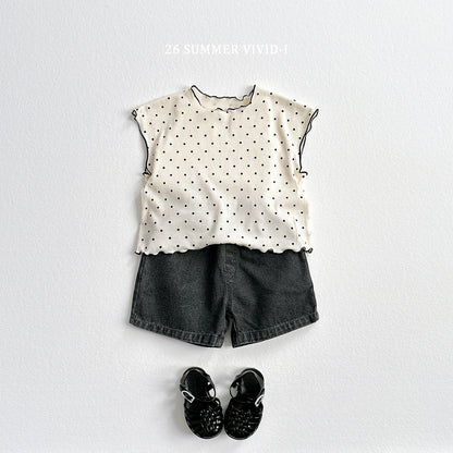 【PREORDER受付終了、ご希望はお問い合わせください。】83.Strawberry Dot Flare Tee