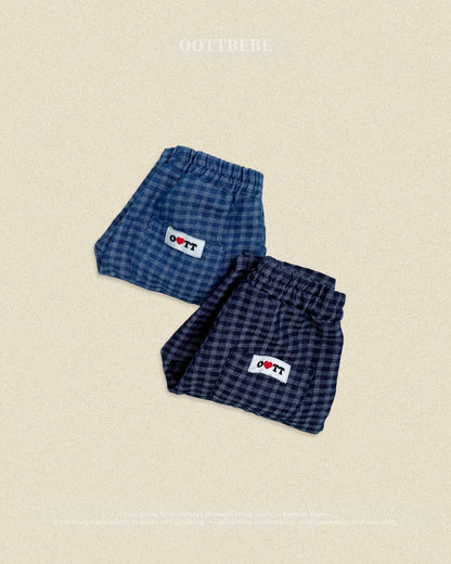 【秋のPRE-ODER 5%OFF】48.Denim Check Pants | oottbebe