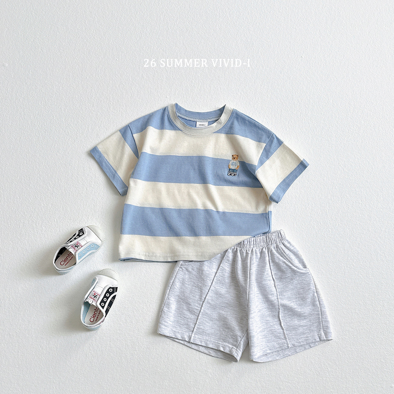 【PREORDER受付終了、ご希望はお問い合わせください。】60.Big Stripe Bear Embroidery ShortSleeve Tee