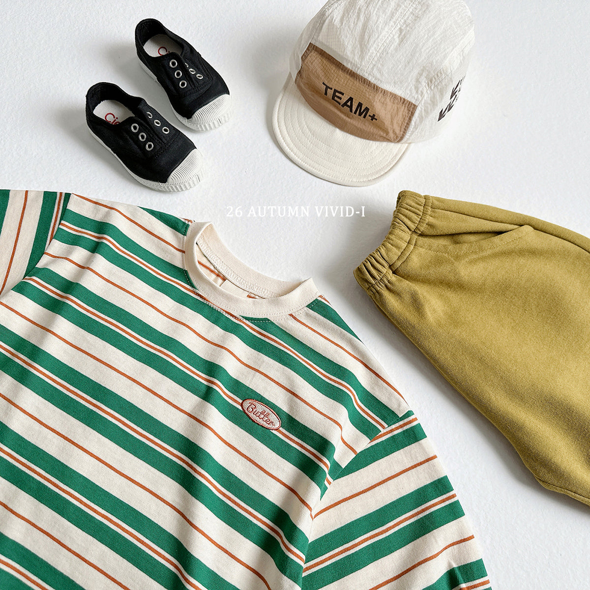 【秋のPRE-ODER 5%OFF】44.Butter Stripe Tee