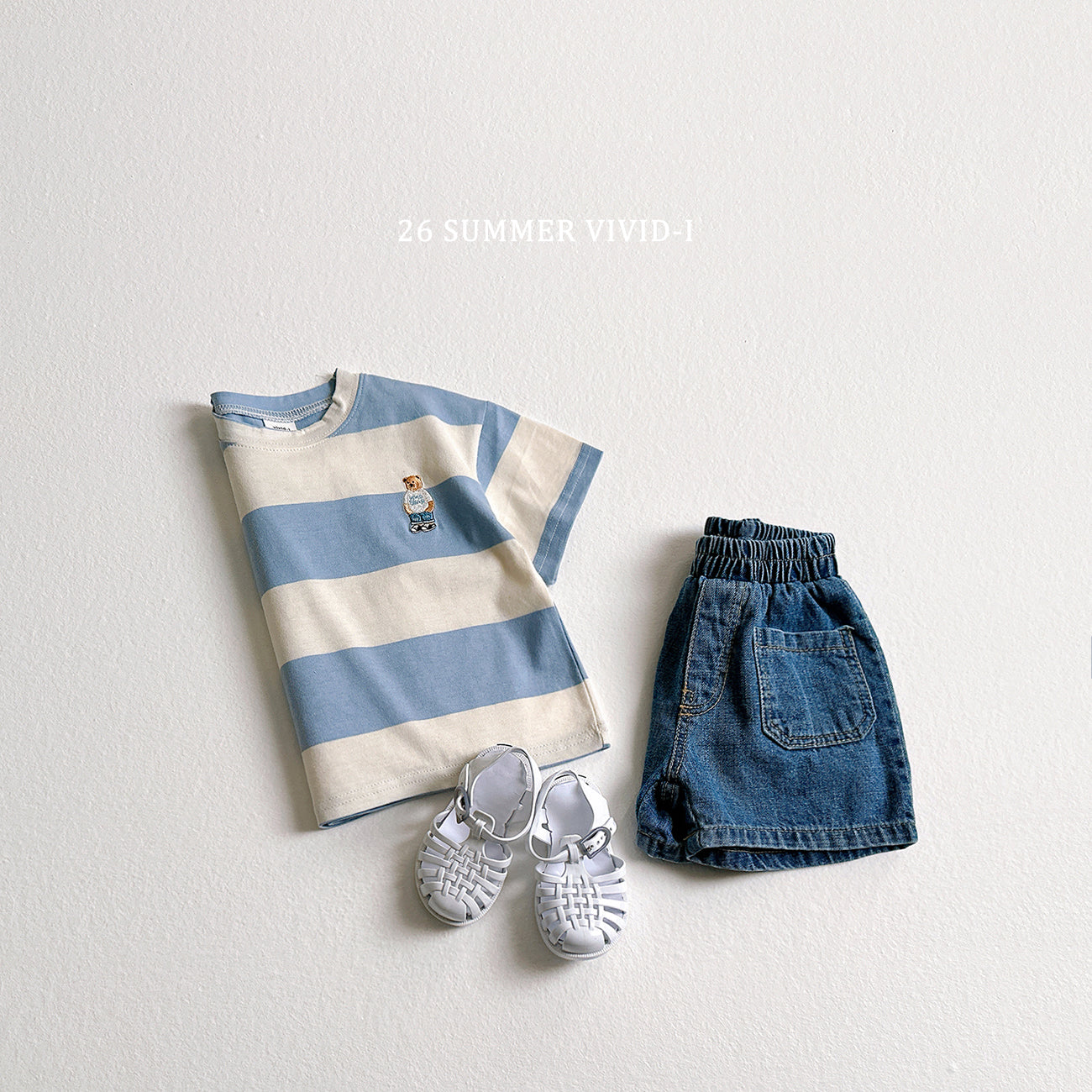 【PREORDER受付終了、ご希望はお問い合わせください。】60.Big Stripe Bear Embroidery ShortSleeve Tee