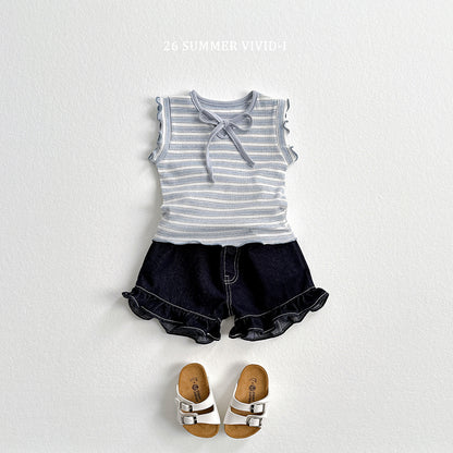【PREORDER受付終了、ご希望はお問い合わせください。】12.Frill NonFade Denim Shorts