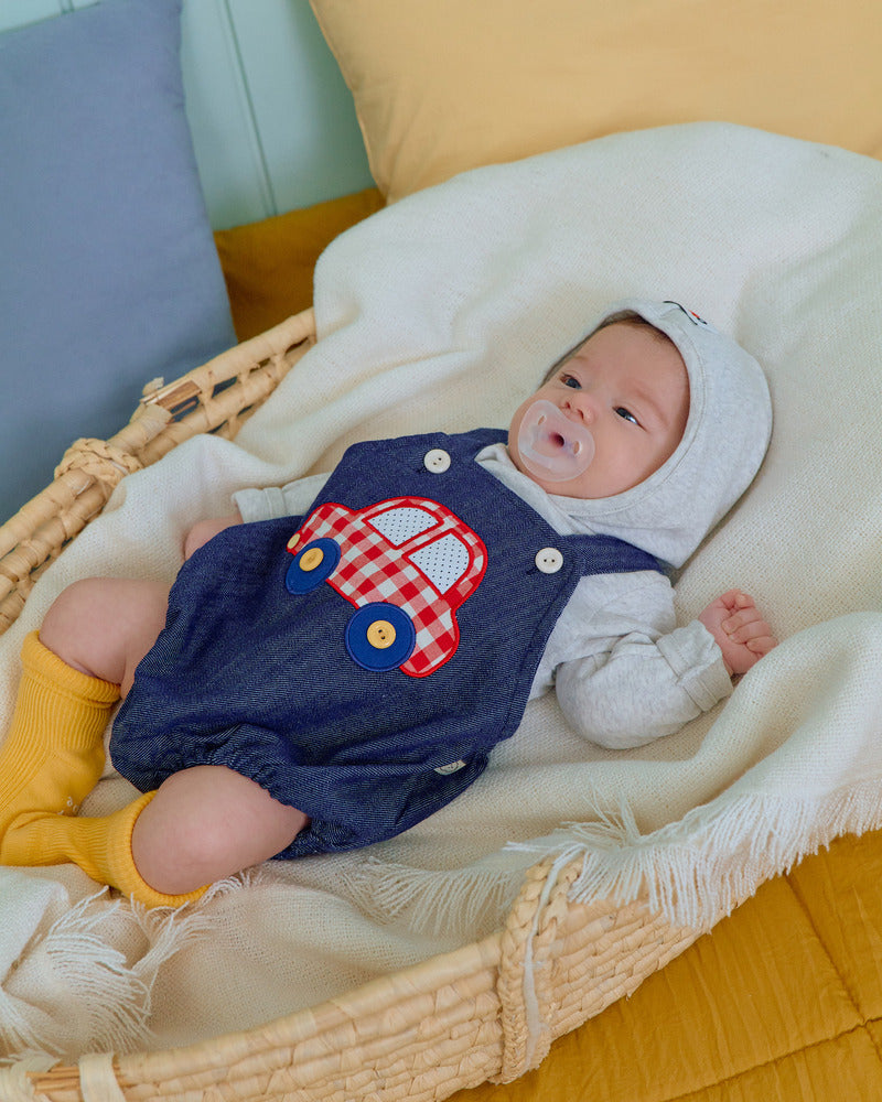 【PRE-ODER〆8.9(sun)】47.(Bebe) Vroom Vroom Denim Romper | oottbebe