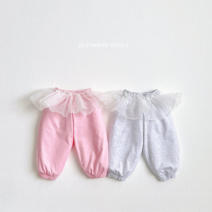【PREORDER受付終了、ご希望はお問い合わせください。】32.Summer Frill Chiffon Jogger Pants
