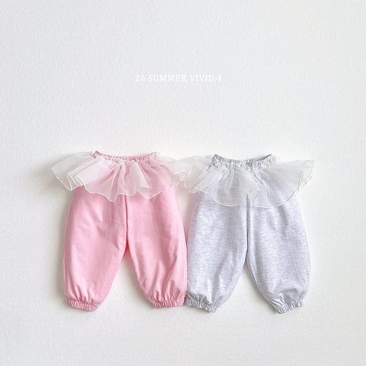 【PREORDER受付終了、ご希望はお問い合わせください。】32.Summer Frill Chiffon Jogger Pants