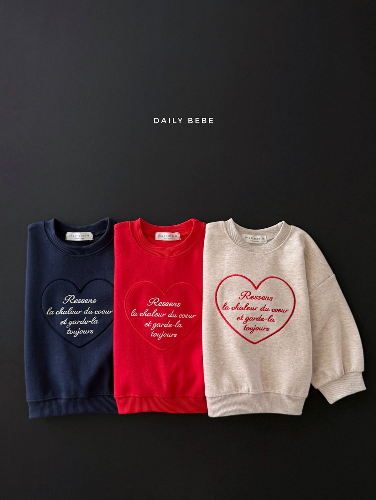 【秋のPRE-ODER 5%OFF】19.Heart Embroidery Sweatshirt