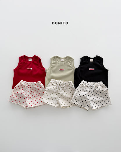 【期間限定 PRE-ODER】4.Bébé Sleeveless Dot Pants Set
